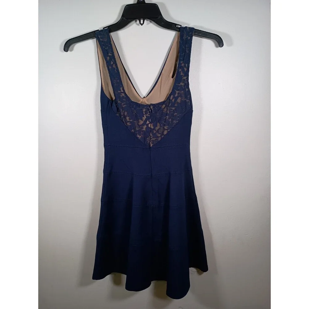 NWT Ali and Jay Navy Blue Lace Sleeveless Cutout Skater Flare Dress Size XS